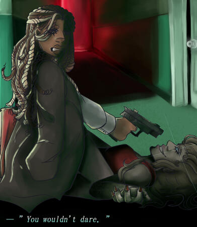 FULL BODY ; SHADED + COMPLEX BG